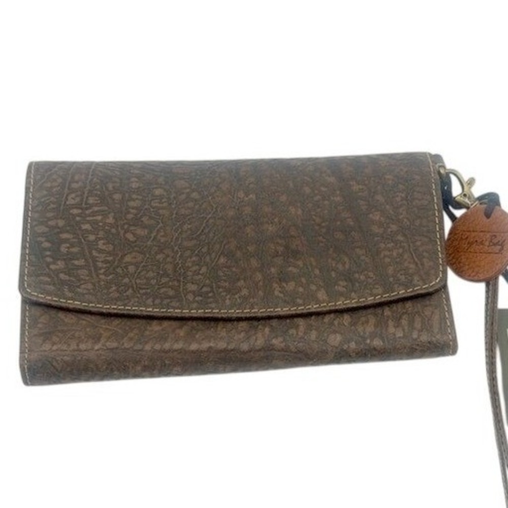 Myra Bag Brown Cape Buffalo Print Leather Tri Fold Wallet RFID Blocked NWT - Picture 1 of 11